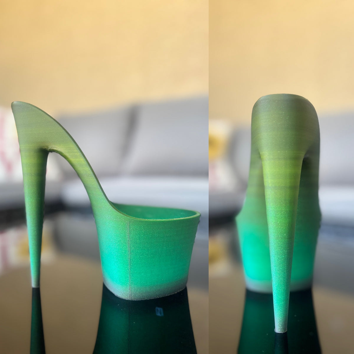 Green/Black Stiletto Heel Planter